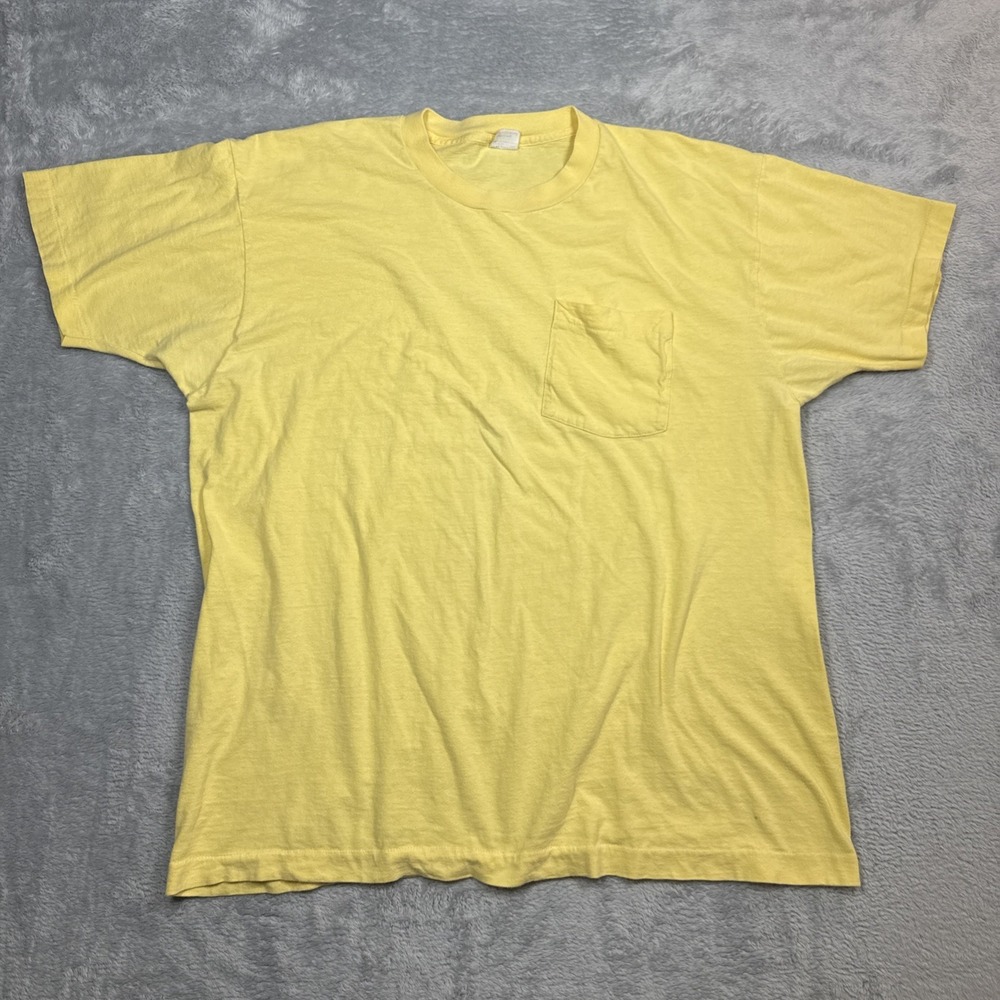Vintage BVD Pocket Shirt Men 2XL Yellow Selvedge USA Single Stitch Blank 90s‎